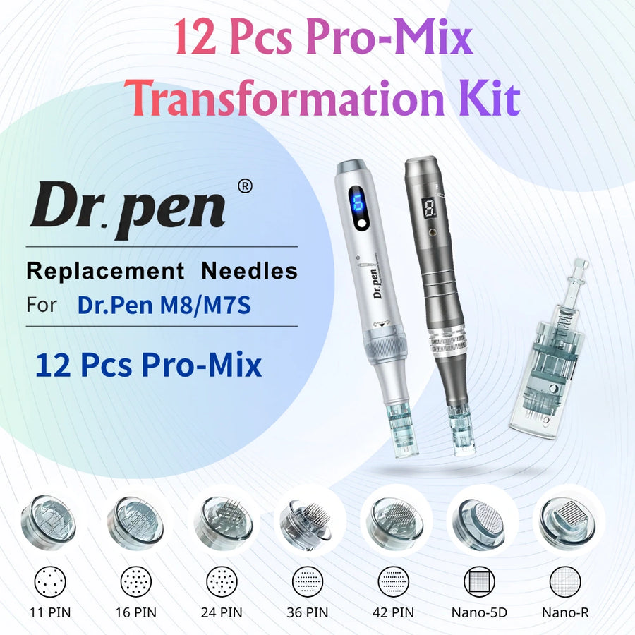 Dr.pen M8/M7S Microneedling Cartridges | 12 Pcs Pro-Mix Transformation Kit