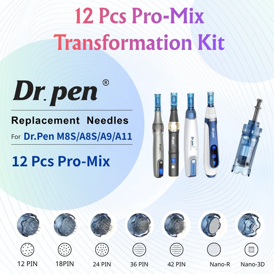 Dr. Pen Cartridges M8S A8S A9 A11 – 12-Pack Needle Tips Set